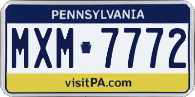 PA license plate MXM7772