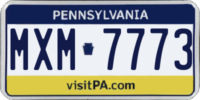PA license plate MXM7773