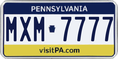 PA license plate MXM7777