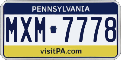 PA license plate MXM7778