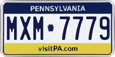PA license plate MXM7779
