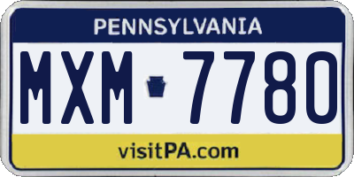 PA license plate MXM7780