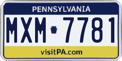 PA license plate MXM7781