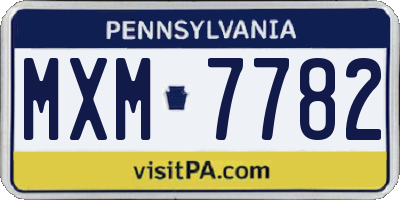 PA license plate MXM7782