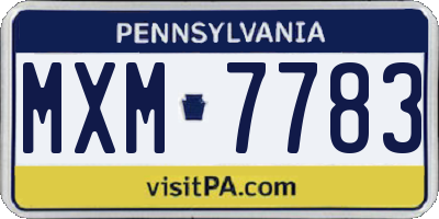 PA license plate MXM7783