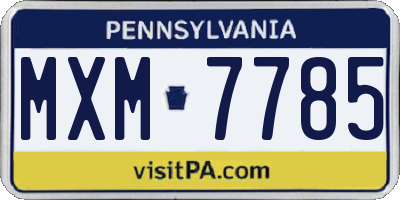 PA license plate MXM7785