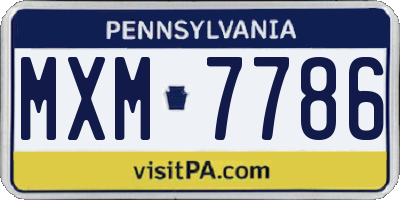 PA license plate MXM7786