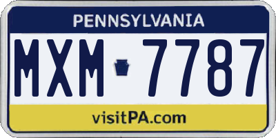 PA license plate MXM7787