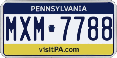 PA license plate MXM7788