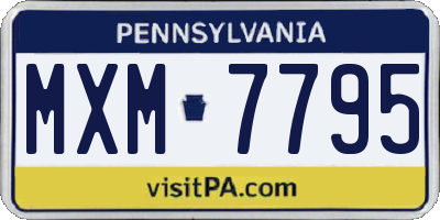 PA license plate MXM7795