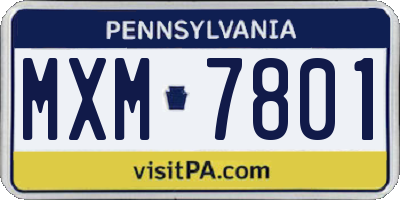 PA license plate MXM7801