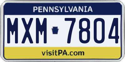 PA license plate MXM7804