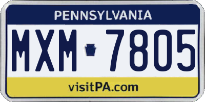 PA license plate MXM7805