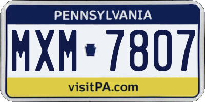 PA license plate MXM7807