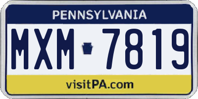 PA license plate MXM7819