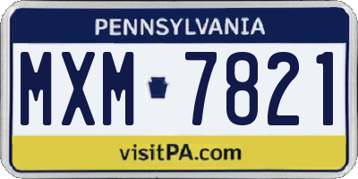 PA license plate MXM7821