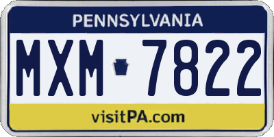 PA license plate MXM7822