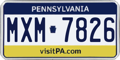 PA license plate MXM7826