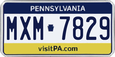 PA license plate MXM7829