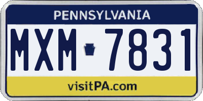PA license plate MXM7831