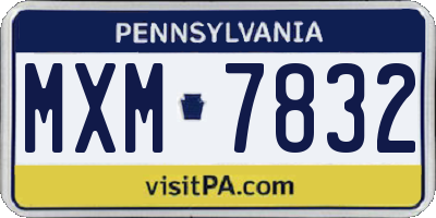 PA license plate MXM7832