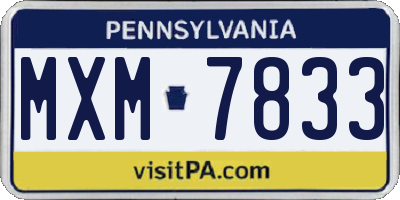 PA license plate MXM7833