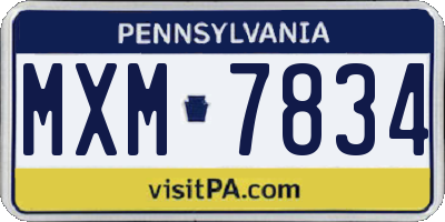 PA license plate MXM7834