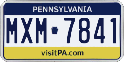 PA license plate MXM7841