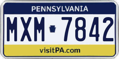 PA license plate MXM7842