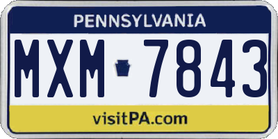 PA license plate MXM7843