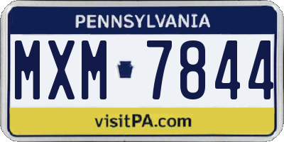 PA license plate MXM7844