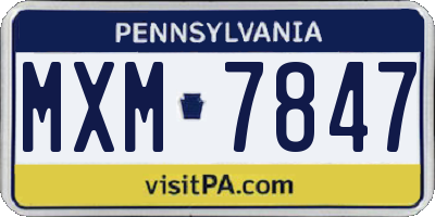 PA license plate MXM7847