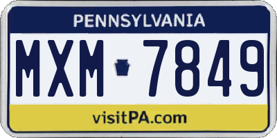 PA license plate MXM7849