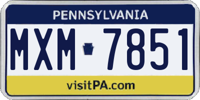 PA license plate MXM7851
