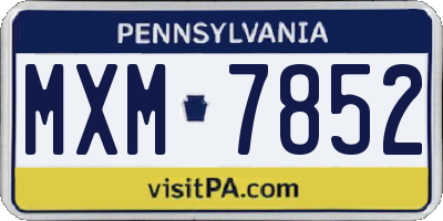 PA license plate MXM7852