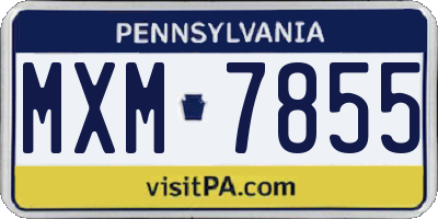 PA license plate MXM7855