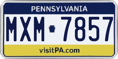 PA license plate MXM7857