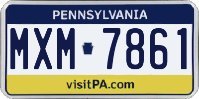 PA license plate MXM7861