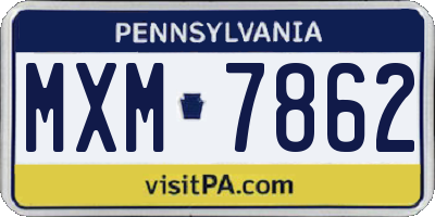 PA license plate MXM7862