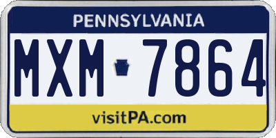 PA license plate MXM7864