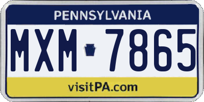 PA license plate MXM7865
