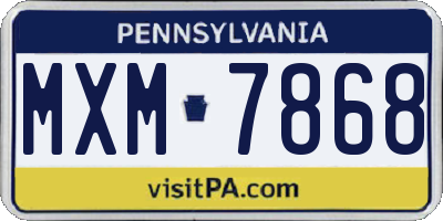 PA license plate MXM7868