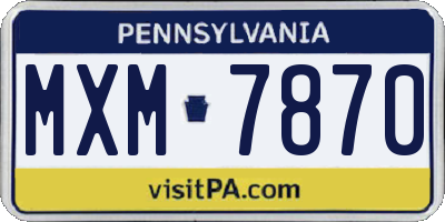 PA license plate MXM7870