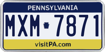 PA license plate MXM7871