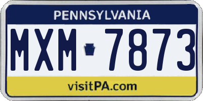 PA license plate MXM7873