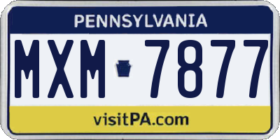 PA license plate MXM7877