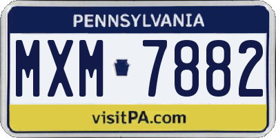 PA license plate MXM7882