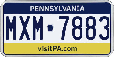 PA license plate MXM7883