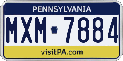PA license plate MXM7884