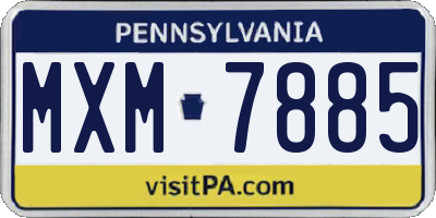 PA license plate MXM7885